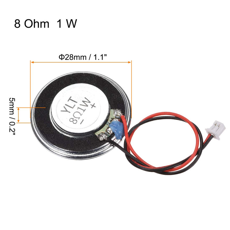 [Australia - AusPower] - uxcell 1W 8 Ohm DIY Magnetic Speaker 28mm Round Shape Replacement Loudspeaker with PH2.0/1.25mm-2P Terminal Line for Electronic 4pcs 