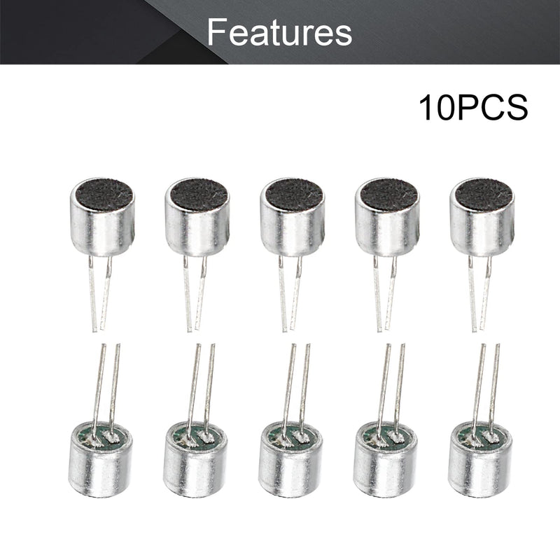 [Australia - AusPower] - Fielect 10Pcs 6050P-54DB Electret Microphone Pickup 6mm x 5mm Cylindrical Condenser MIC with Pins 