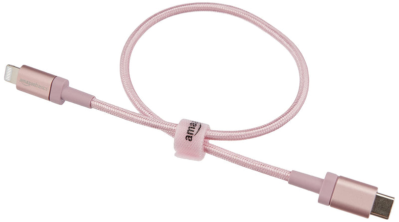 [Australia - AusPower] - Amazon Basics Nylon Braided USB-C to Lightning Cable, MFi Certified iPhone Charger - Rose Gold, 6-Foot 6 Feet 