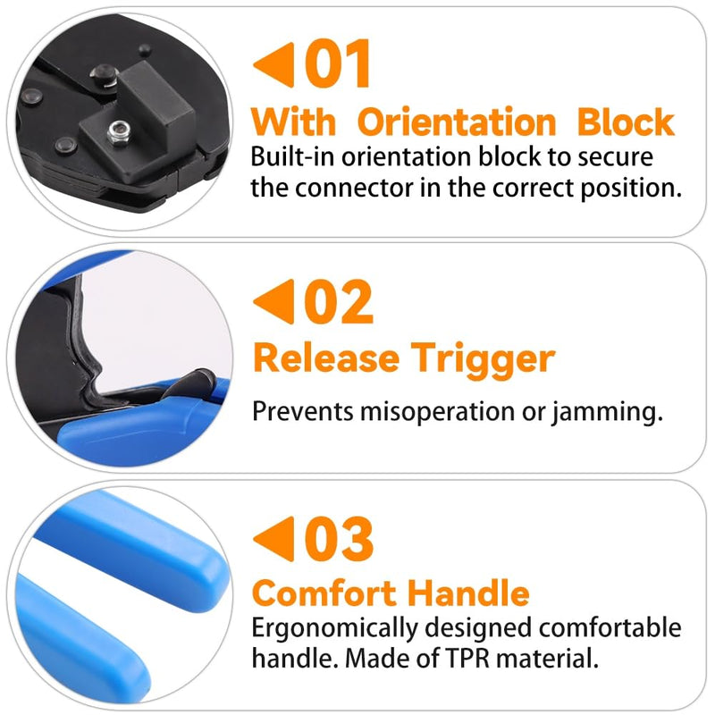 [Australia - AusPower] - HKS Ratchet Crimping Tool for 5, 30 and 45 Amp Contacts DC Power Connector Modular Power Terminals, Powerpole Crimper with Build-in Orientation Block AP-15 Crimper 