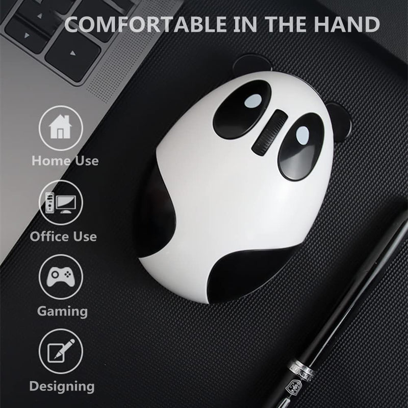 [Australia - AusPower] - Hilitand Rechargeable Wireless Mouse, 2.4GHz Wireless Optical Panda Computer Mouse Quiet Ergonomic USB Cartoon Computer Mouse for Win/OS X/Linux/Andriod/iOS 