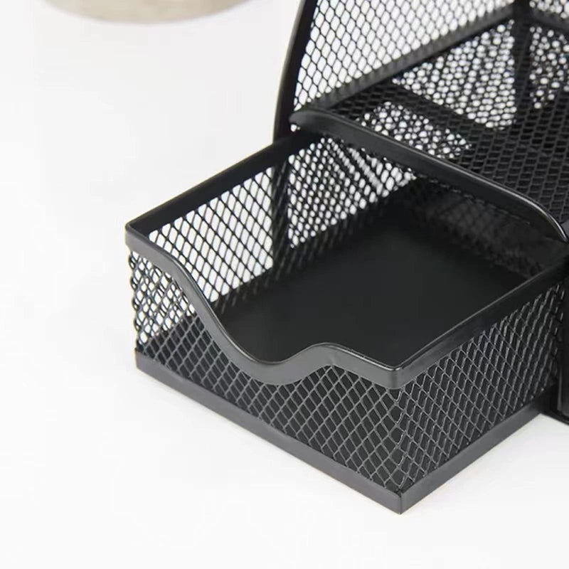 [Australia - AusPower] - Office Desk Organizer and Accessories, Mesh Desk Organizer with 7 Compartments + Drawer, black 