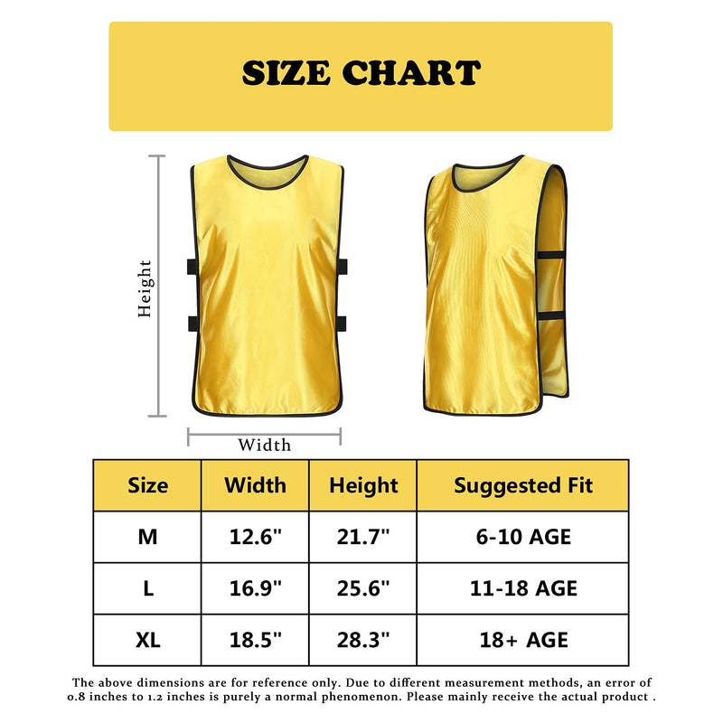 [Australia - AusPower] - RE-HUO 6 Pack Scrimmage Vests/Sport Pinnies/Soccer Bibs for Kid and Adult Yellow X-Large 