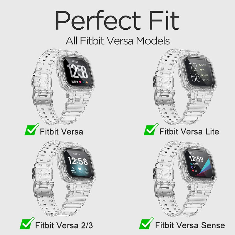 [Australia - AusPower] - amBand Compatible with Fitbit Versa 3 Bands Fitbit Versa 2 Bands for Women Men, Protective Replacement Strap Case Band Protector Accessories for Versa 3/2/1/Lite Smart Watch Wristbands (Clear) Clear/Transparent Fitbit Versa 3/2/1/Lite/Sense 