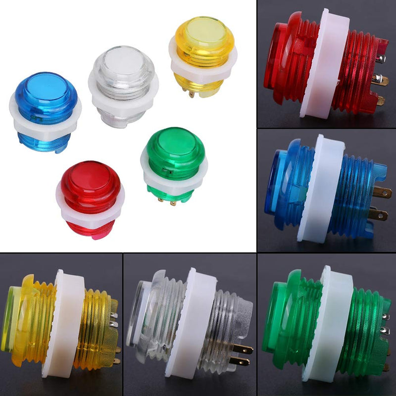 [Australia - AusPower] - 5PC 5V 24mm Jumbo LED Illuminated Push Button Self-resetting Push Button Switch with Microswitch for Arcade Coin Operated Game Projects 