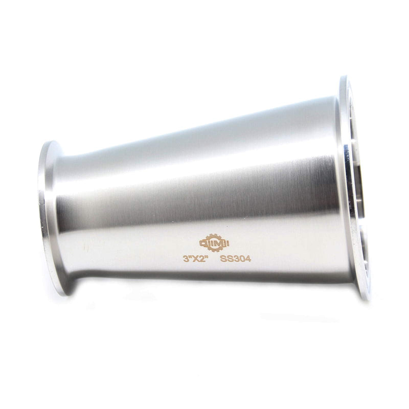 [Australia - AusPower] - QiiMii Sanitary Tri clamp Concentric Reducer Tri Clamp Clover fittings Stainless Steel SS304 Reducer (Size:3 inch x 2 inch) 3 inch x 2 inch 