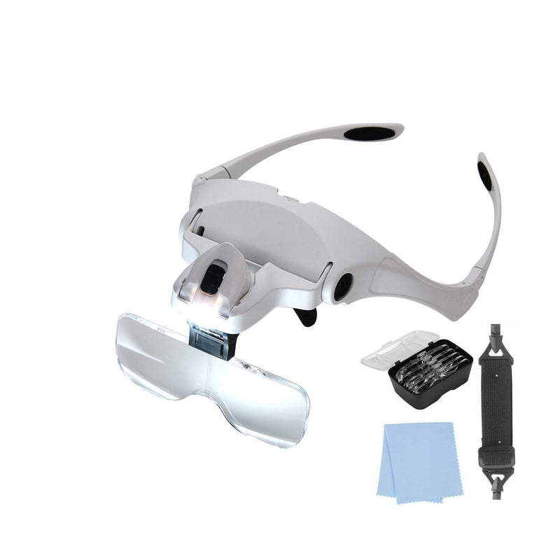 [Australia - AusPower] - MORDUEDDE Lighted Head Magnifying Glasses Headset with Light Headband Magnifier Loupe Visor for Close Work/Electronics/Eyelash/Crafts/Jewelry/Repair 1X - 3.5X 