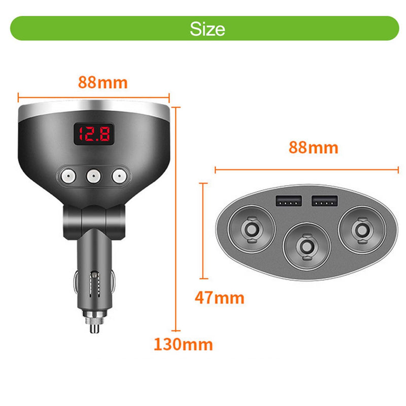 [Australia - AusPower] - Car Charger,120W 3-Socket Cigarette Lighter Power Adapter DC Splitter 3.1A Dual USB Car Charger 12/24V with LED Voltage Display for Smartphone 