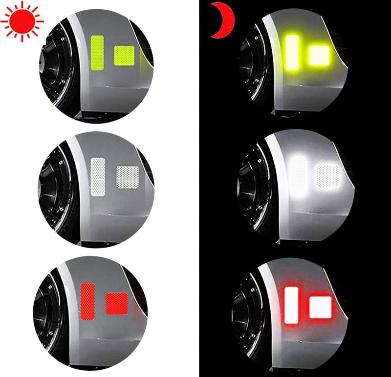 [Australia - AusPower] - KOOUMOS 36Pcs Reflective Decals Reflective Stickers Safety Warning Sticker Tapes Waterproofs High Intensity Night Visibility Adhesive for Helmets Motorbike 1.18 x 3.25 Inch(3x8cm) 12pcsyellow+ White+red 4x12cm 