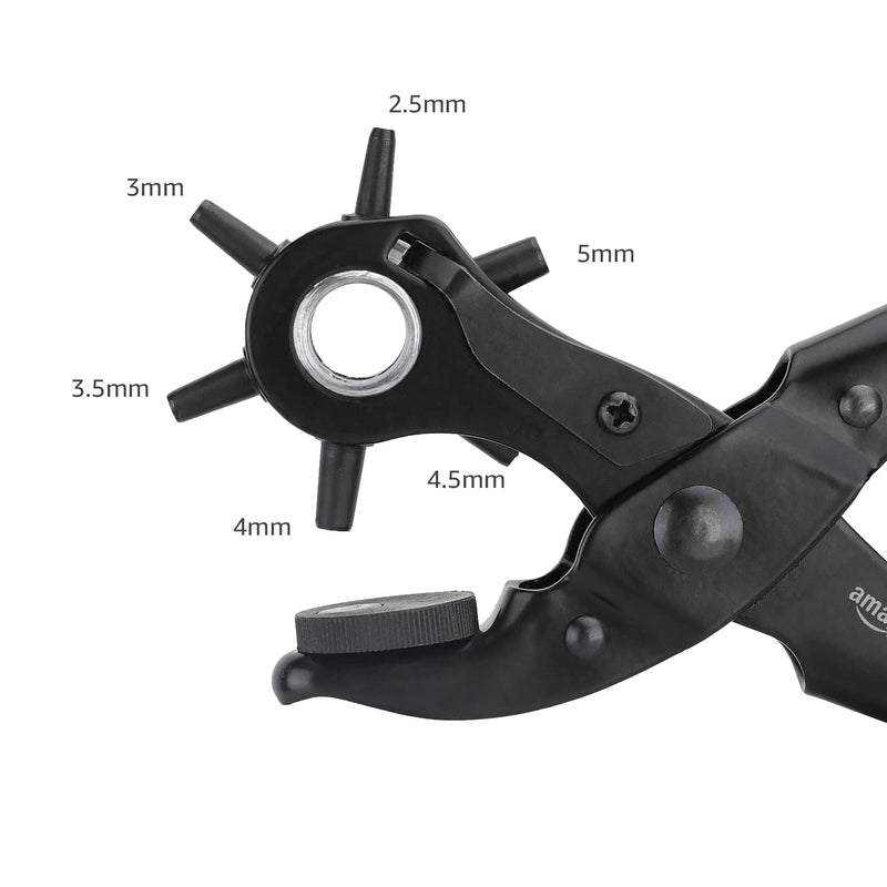 [Australia - AusPower] - Amazon Basics Leather Hole Punch Set with case, Heavy Duty Rotary Puncher, Multi Hole Sizes Maker Tool 