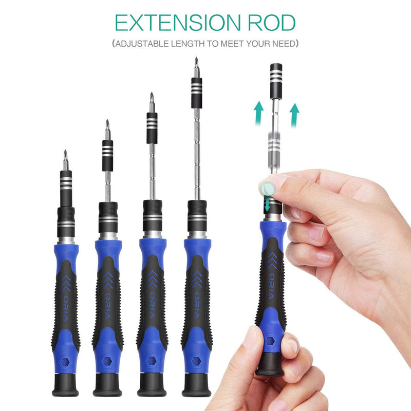 [Australia - AusPower] - ORIA Precision Screwdriver Kit, 60 in 1 with 56 Bits Screwdriver Set, Magnetic Driver Kit with Flexible Shaft, Extension Rod for Mobile Phone, Smartphone, Game Console, Tablet, PC, Blue 