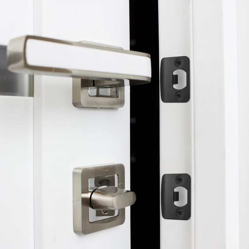 [Australia - AusPower] - Gadpiparty 4pcs Corner Deadbolt Strike Door Strike Plate Metal Full Lip Round Corner Deadbolt Covers Strike Plate Stainless Steel Deadbolt Door Hole Covers 