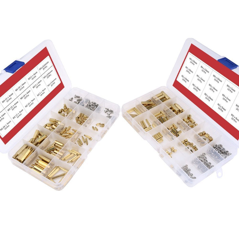 [Australia - AusPower] - Hilitchi 360pcs M2 M3 M4 Male Female Brass Spacer Standoff Screw Nut Assortment Kit Gold 