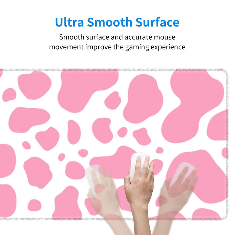 [Australia - AusPower] - Pink Cow Print Gaming Mouse Pad Large XL Desk Mat Long Extended Pads Big Mousepad for Home Office Decor Accessories 31.5 X 11.8 Inch Pink Cow Print 