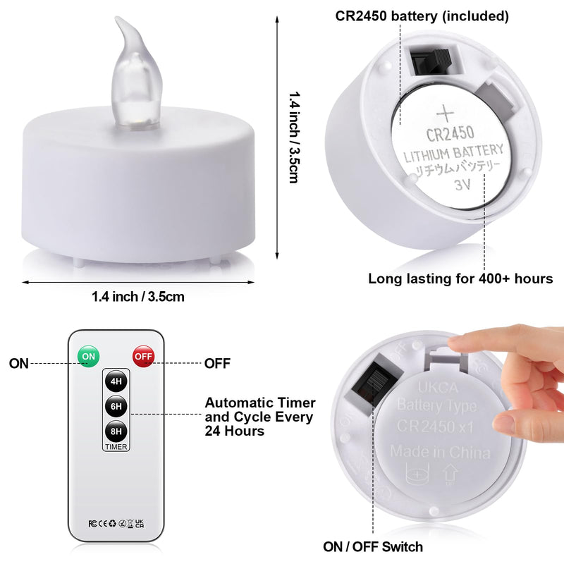 [Australia - AusPower] - Paichi Tea Lights Candles Battery Operated with Remote Control, 12Pcs Flickering Flameless Candle with Timer, Long Lasting 400+ Hours Led Electric Candle for Home Decor, Wedding, Party (WarmWhite) Warm White 