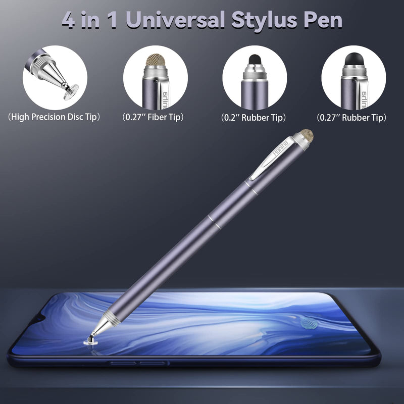 [Australia - AusPower] - Universal Stylus Pens, Honiha High Precise Disc Stylus Pens for Touch Screens 4 in 1 Touch Screen Pen Capacitive Stylus Compatible with iPad, iPhone, Samsung, Android, Microsoft Tablets- Space Black 