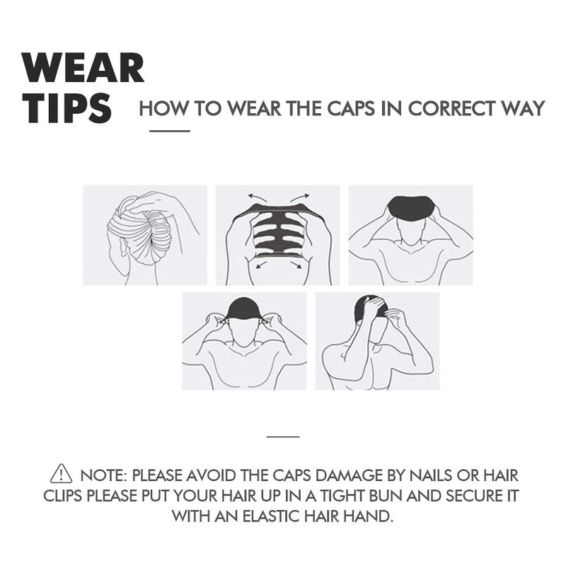 [Australia - AusPower] - Swim Cap for Long Hair 2 Pack Thicker Design Solid Silicone Waterproof Swimming Caps for Woman Adults and Men Black+Blue 