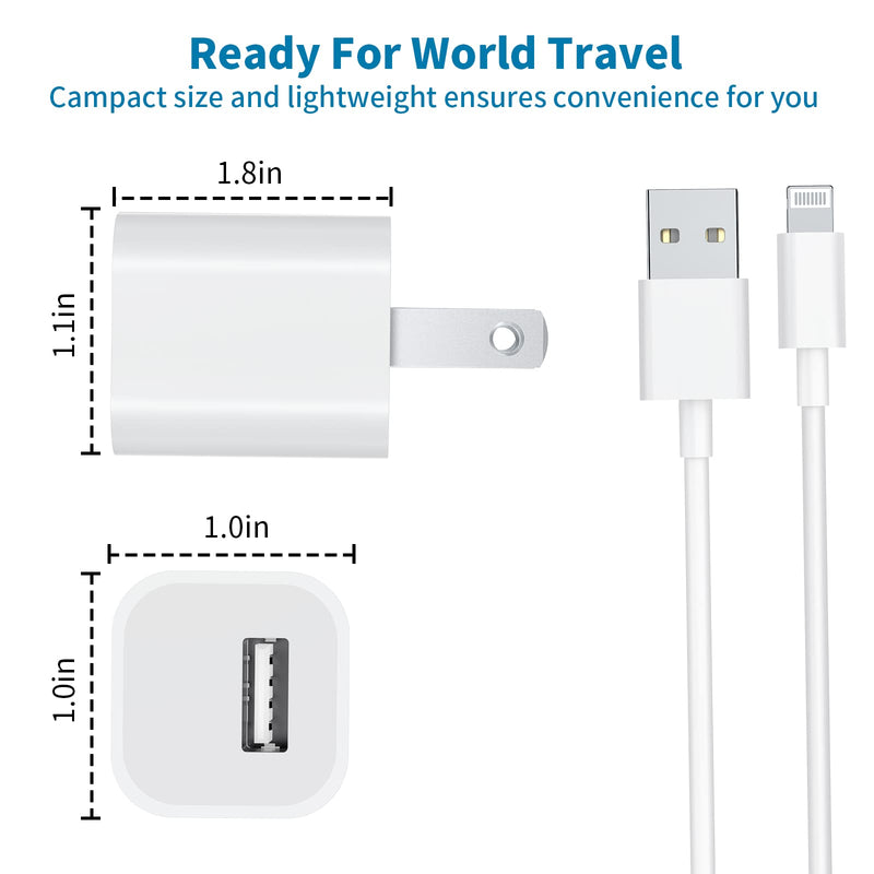 [Australia - AusPower] - (Apple MFi Certified) iPhone Charger, esbeecables 2Pack 6.6Ft Long Lightning Cable Data Sync Charging Cords with 2Pack USB Wall Charger Travel Plug Adapter for iPhone 13 12 11 XS XR X 8 7 6 5 AirPods 