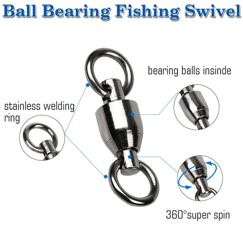 [Australia - AusPower] - AMYSPORTS Barrel Ball Bearing Swivel Saltwater Stainless Rolling Fishing Swivel Steel High Strength Fishing Swivels Connector Solid Welded Rings Black Nickel Size 0+0 (31lb) 50 pcs 
