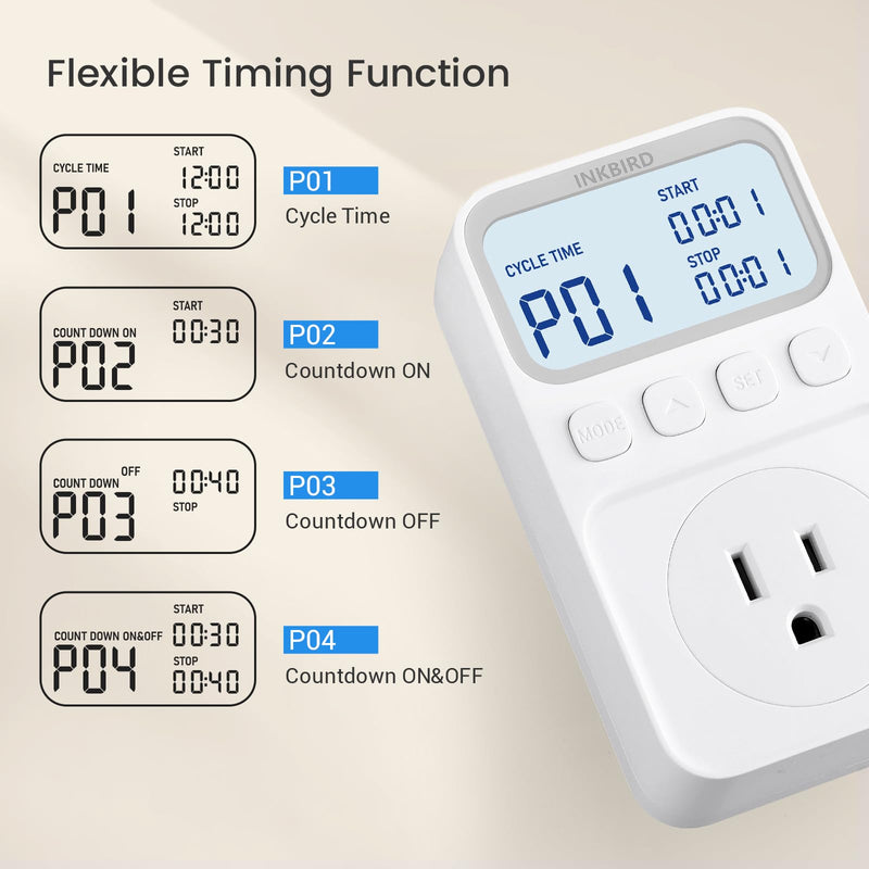 [Australia - AusPower] - INKBIRD Digital Thermostat Outlet Temperature Controller Outlet Socket Heating/Cooling Control 1200W 10A Backlit Display 