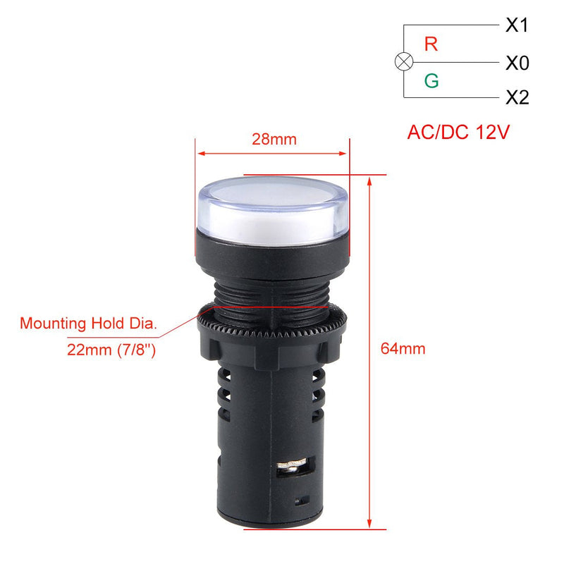 [Australia - AusPower] - uxcell Red/Green Indicator Light AC/DC 12V, 22mm Panel Mount, Dual-Color, for Electrical Control Panel, HVAC, DIY Projects 