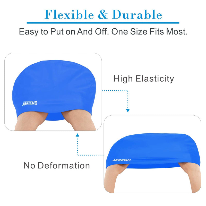 [Australia - AusPower] - Aegend Swim Caps for Long Hair (2 Pack), Durable Silicone Swimming Caps for Women Men Adults Youths Kids, Easy to Put On and Off, 4 Colors 