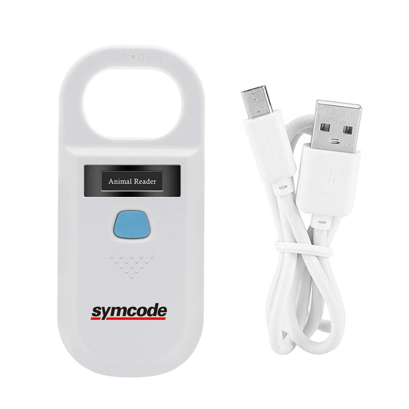 [Australia - AusPower] - Pet Microchip Reader Scanner, Symcode RFID EMID Animal Handheld Reader Pet ID Chip Scanner Pet Tag Scanner with High Brightness OLED Display for Dog Cat Pet Tracking and Management White 