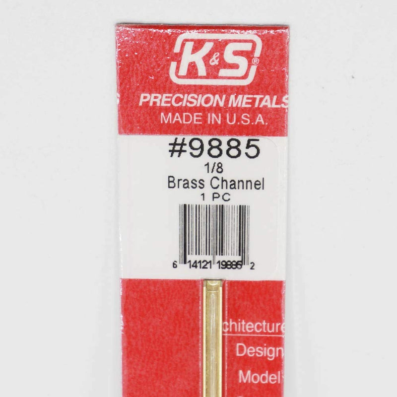 [Australia - AusPower] - K&S Precision Metals 9885 Brass Channel, 1/8" X .014" Wall Thickness X 300mm Long, 1 Piece per Pack, Made in The USA 