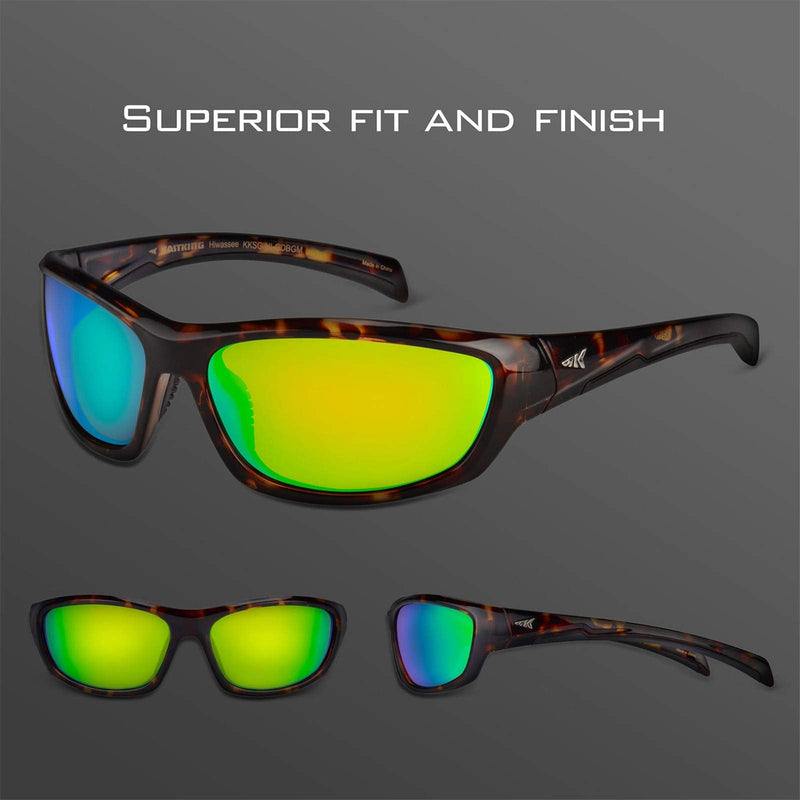 [Australia - AusPower] - KastKing Hiwassee Polarized Sport Sunglasses for Men and Women, Ideal for Driving Fishing Cycling and Running,UV Protection Frame: Gloss Demi / Lens: Brown - Chartreuse Mirror 