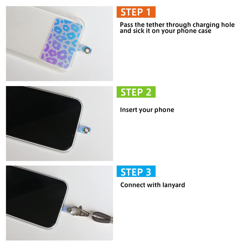 [Australia - AusPower] - Phone Lanyard，2021 Update PU Crossbody Phone Lanyards 2 Pack Colorful Phone Patch Universal Phone Lanyard Phone Tab Tether for All Smart Phone (PinkLeopard) PinkLeopard 