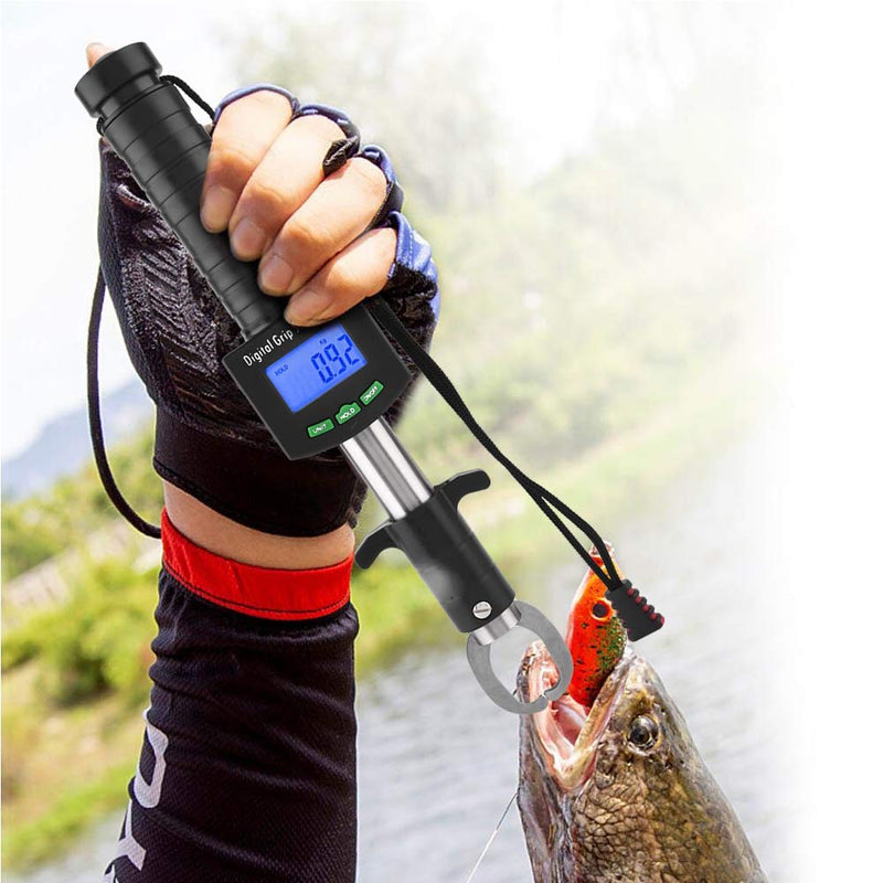 [Australia - AusPower] - Fish Lip Gripper with Digital Scale, 25kg/55lb Portable Lip Grip with Electronic Weight Scale 