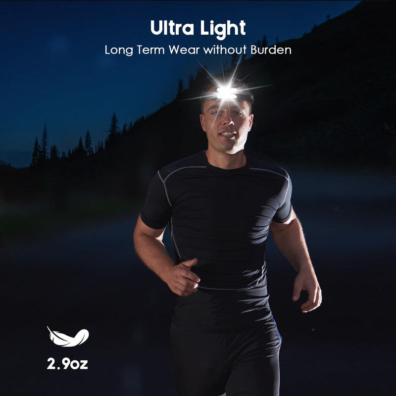 [Australia - AusPower] - Elmchee Rechargeable Headlamp,2 Pack 2500 Lumen Bright 5 Led Headlamp,14 Modes Adjustable Motion Sensor Headlight with Red Light for Adults& Kids,USB C Waterproof Head Flashlight for Outdoor Hiking 
