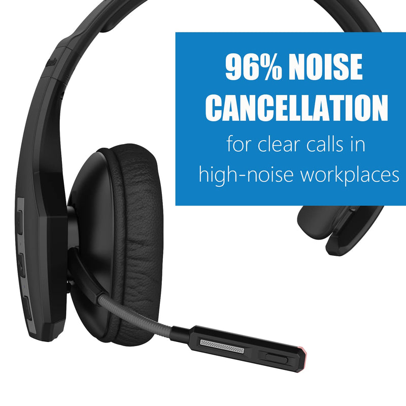 [Australia - AusPower] - Trucker Bluetooth Headset V5.1, CVC8.0 Three Microphone Noise Cancelling & 35Hrs HD Talktime Hands-Free Wireless Headset, On Ear Bluetooth Headphones with Mute Button for Driver Cell Phones Business 