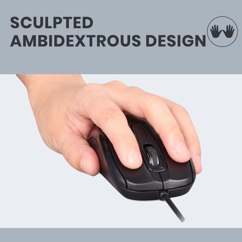 [Australia - AusPower] - Perixx PERIMICE-209C USB Type C Wired Optical Mouse - 5.9 Ft Cable - 1000 DPI - Black, (11994) 