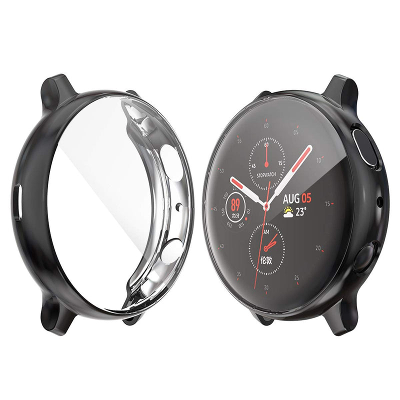 [Australia - AusPower] - Soft TPU Protective Case Compatible with Samsung Watch Active 2 40mm 44mm, Full Around Protection Cover, Flexible TPU Anti-Scratch Bumper for Active 2 Smartwatch (Black, Active 2 40MM) Black 