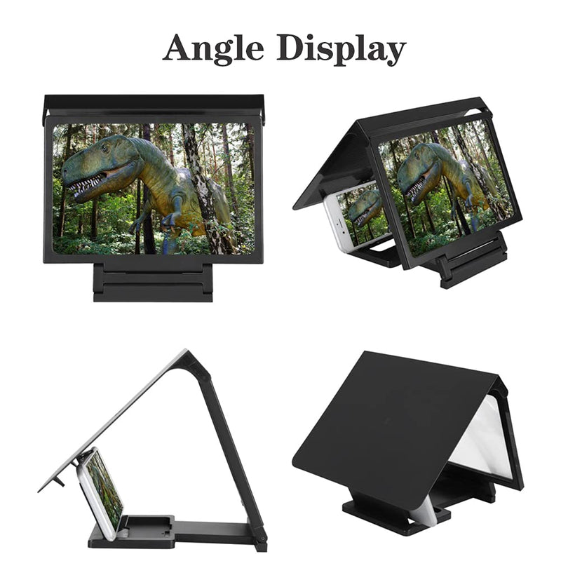 [Australia - AusPower] - Portable Foldable 9" Screen Magnifier for All Mobile Phone - 3D HD Magnifier for Videos Movies and Gaming, Support 2-3 Times Magnification, Enlarger Screen Bracket with Stable Clip & Visor, Black 