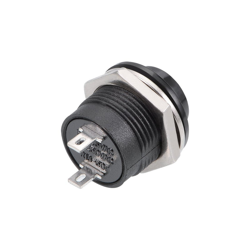 [Australia - AusPower] - uxcell 5Pcs,16mm Black Momentary Push Button Switch Round Raised Button R13-507 SPST NO 