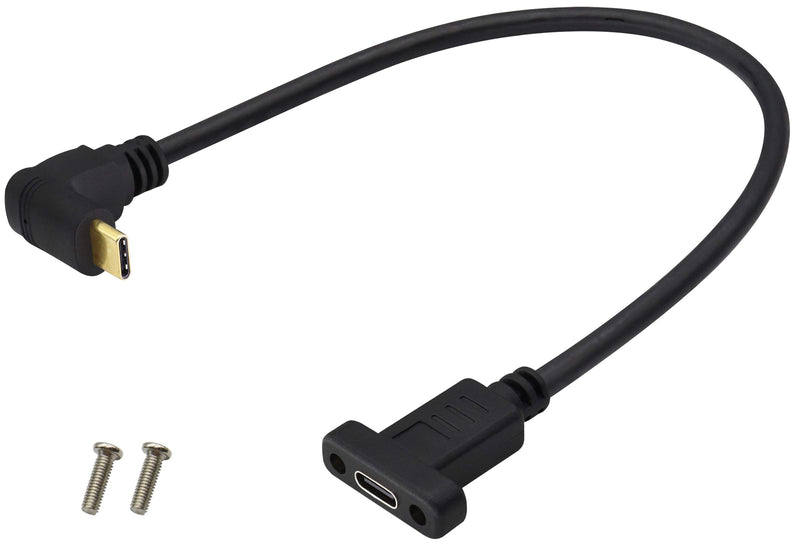 [Australia - AusPower] - AAOTOKK Up&Down Angle 3.1Type C Gen 2 Cable (3A) 90 Degree USB 3.1 Type C Male to Female Panel Mount Screw Cable, Supports Charging,Data,Audio,Video Cable for Laptop,Tablet,Mobile Phone(0.3M/1ft) 0.3M/1ft 