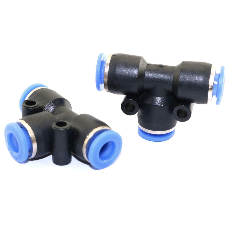 [Australia - AusPower] - DGZZI Pneumatic Tee Union Connector 10PCS 1/4" Tube OD Union Tee Type Plastic Quick Push to Connect Tube Fitting 