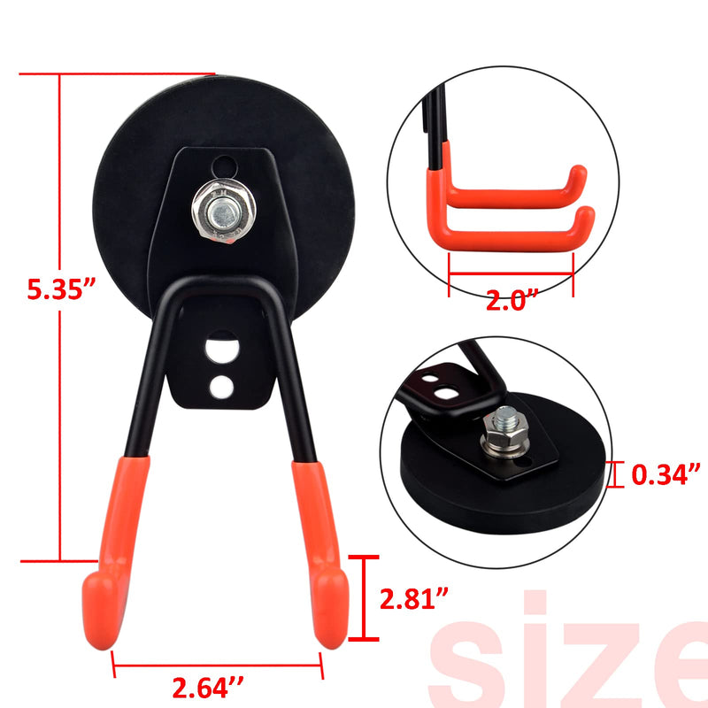 [Australia - AusPower] - ULIBERMAGNET Heavy Duty Large Garage Magnet Hooks, 2 Pack Strong Storage Utility Magnetic Hooks with Anti-Slip Coating for Indoor & Outdoor Hanging (Orange) 2.59INCH MEDIUM L Orange 