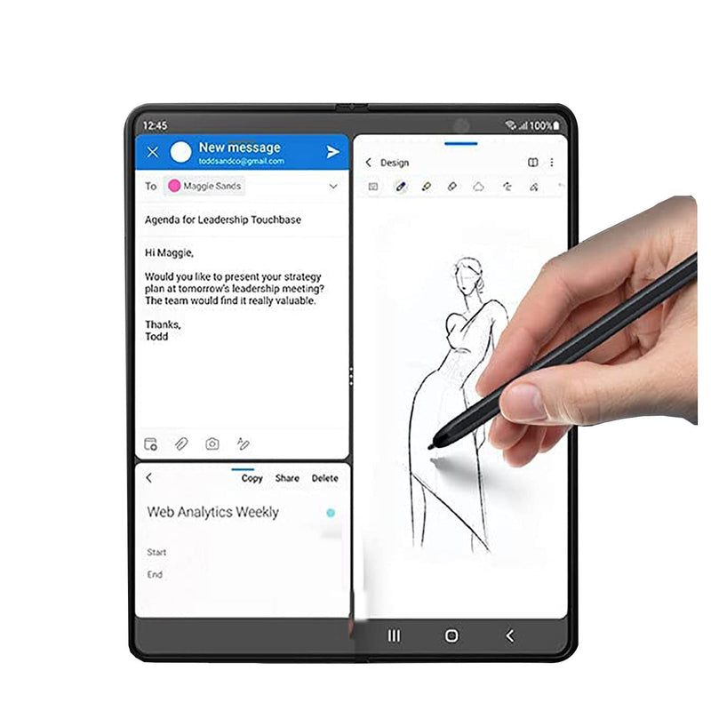 [Australia - AusPower] - Black Galaxy Z Fold 3 Pen Replacement + 2 Pen Tips for Samsung Galaxy Z fold 3 S Pen Touch Stylus S Pen +Replacement Tips/Nibs 