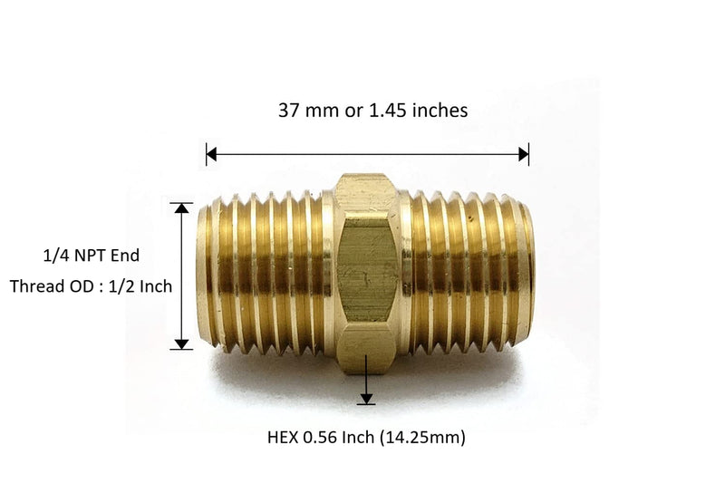 [Australia - AusPower] - T TANYA HARDWARE Pipe Fitting and Air Hose Fitings, Hex Nipple Coupling Set - 1/4-Inch NPT x 1/4-Inch NPT, Solid Brass, Male Pipe (10 Piece) 1/4" x 1/4" NPT Male 10 Piece 
