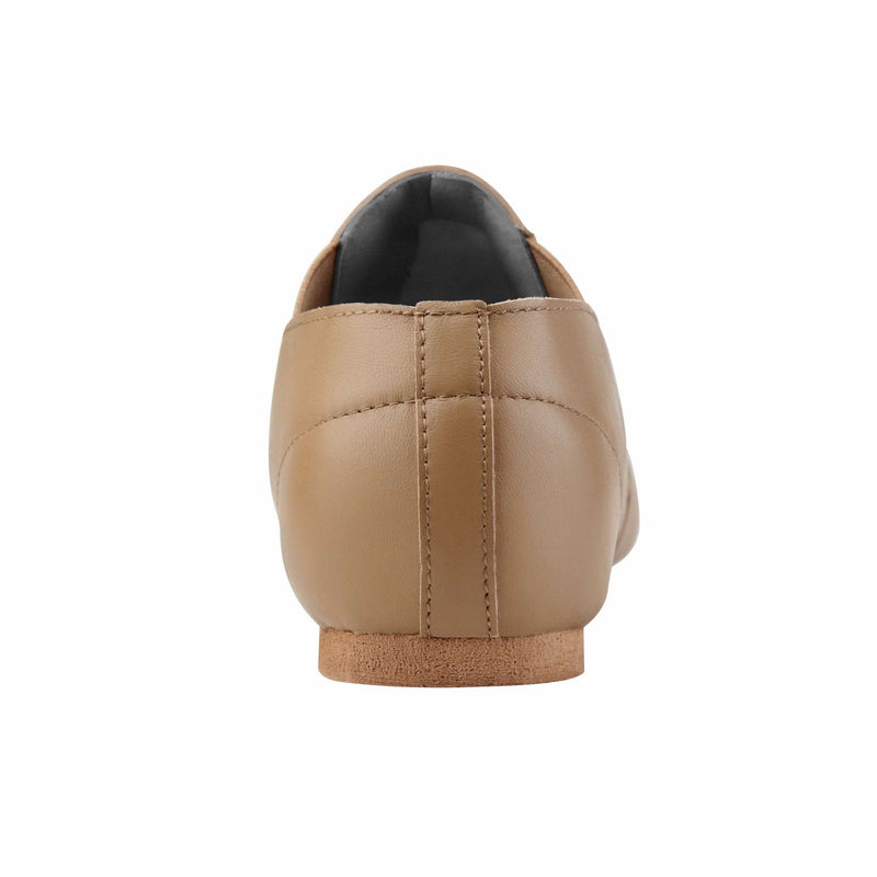 [Australia - AusPower] - Dynadans Unisex Leather Upper Slip-on Jazz Shoe with Elastics for Women and Men's Dance Shoes 4 Women/3.5 Men Brown 