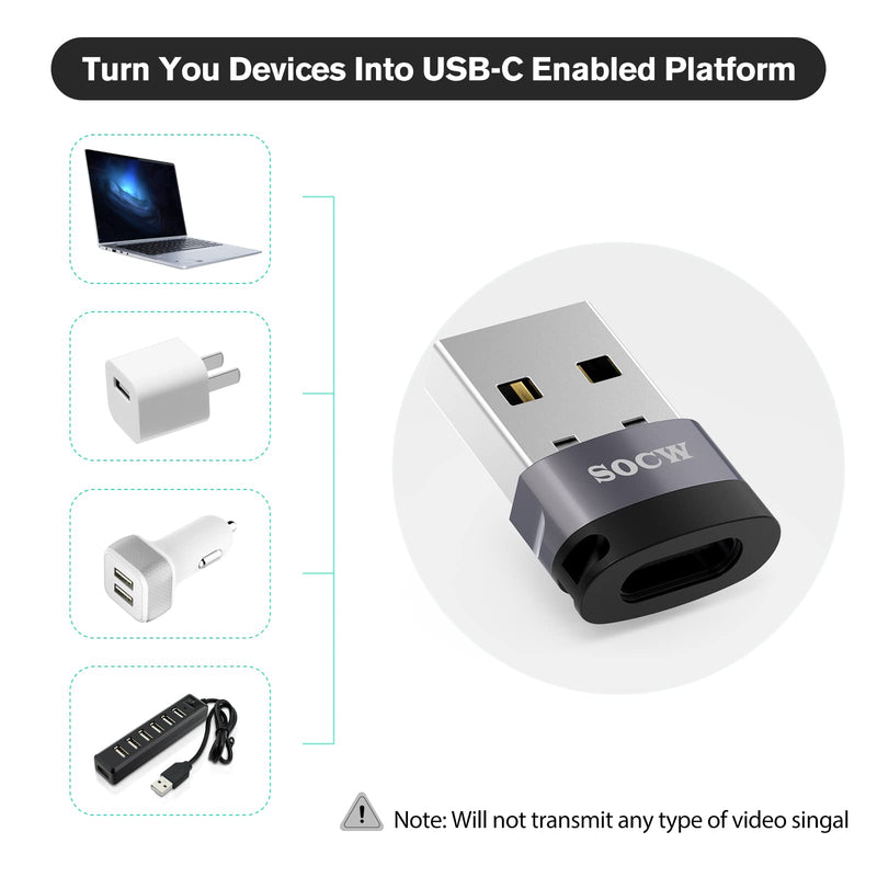[Australia - AusPower] - USB C to USB Adapter (4 Pack) ,USB-C Female to USB Male, Type C to USB A Converter Compatible with Apple MagSafe, iPhone 11 12 13 Pro Max, Samsung Galaxy Note,Google Pixel etc, Grey 