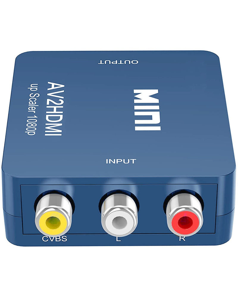[Australia - AusPower] - ABLEWE RCA to HDMI,AV to HDMI Converter, 1080P Mini RCA Composite CVBS Video Audio Converter Adapter Supporting PAL/NTSC for TV/PC/ PS3/ STB/Xbox VHS/VCR/Blue-Ray DVD Players, Blue 