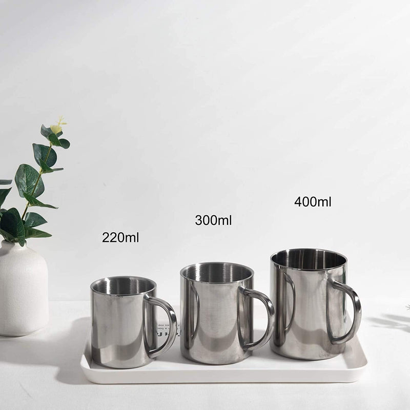 [Australia - AusPower] - IMEEA Coffee Mugs Double Walled Camping Mugs 7.5oz/220ml Stainless Steel Mug with Handle for Kids, Set of 2 