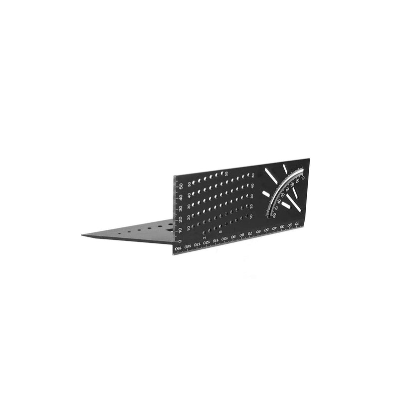 [Australia - AusPower] - Angle Ruler,Multifunction Aluminum Alloy 45 Degree 90 Degree Angle Ruler Protractor,Woodworking Carpenter Measurement Tool(Black) 