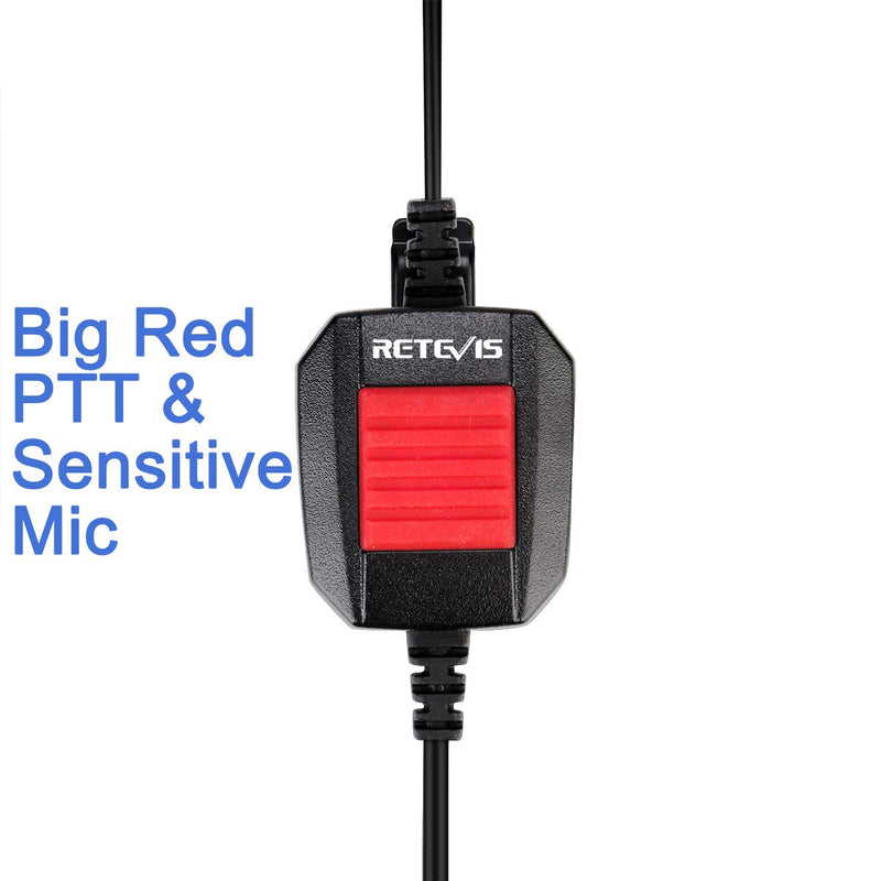[Australia - AusPower] - Retevis IP66 Waterproof Walkie Talkie Earpiece with Mic, Compatible with Retevis RT29 RT47 RT47V RT48 RT82 RT83 RT87 Ailunce HD1 Walkie Talkies, Acoustic Tube 2 Way Radio Headset with Big PTT(1 Pack) 