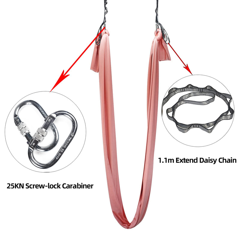 [Australia - AusPower] - PRIOR FITNESS Yoga Hammock Accessory Set Aerial Silk Hardware with Daisy Chain Carabiner for Yoga Swing Pilates 