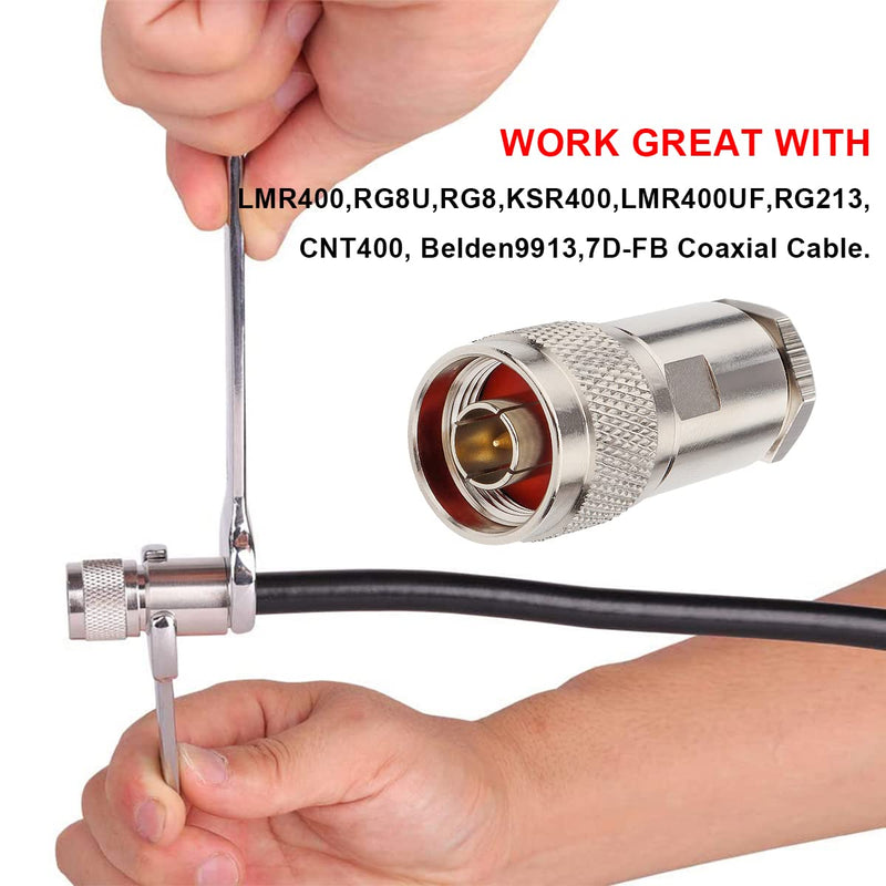 [Australia - AusPower] - XRDS -RF N Male Connectors Clamp Plug Attach Adapter 50 ohm Rf Coaxial Connector for LMR400 /KMR400 Cable Belden 9913 RG8 Cable Pack of 2 Pieces 
